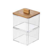 Load image into Gallery viewer, MSJO Makeup Organizer Box Storage Cosmetices Cotton Pads Swab Bamboo Cover for Women Home Bathroom  Organizador Makeup Boxes Bin