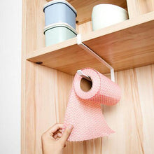 Load image into Gallery viewer, Door Cabinet Hanging Paper Towel Rack Free Punching Wrought Iron Cabinet Partition Layer Storage Rack Roll Holder