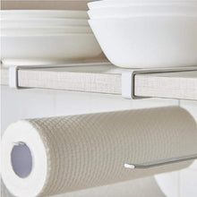 Load image into Gallery viewer, Door Cabinet Hanging Paper Towel Rack Free Punching Wrought Iron Cabinet Partition Layer Storage Rack Roll Holder